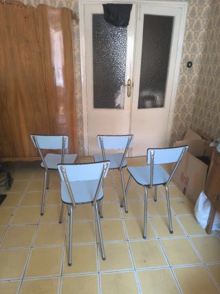 Juego de 4 sillas de cocina azul claro