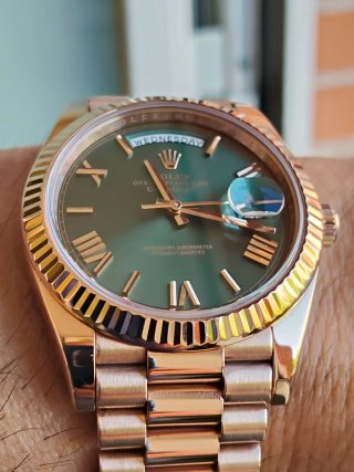 Rolex day date oro rosa esfera verde oliva Mark 1