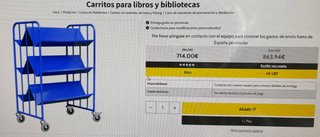 Carrito de biblioteca metálico