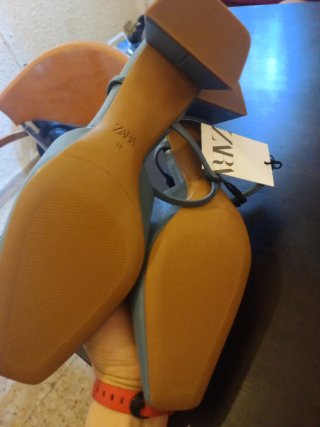 Zapatos Zara mujer tacón tiras azules