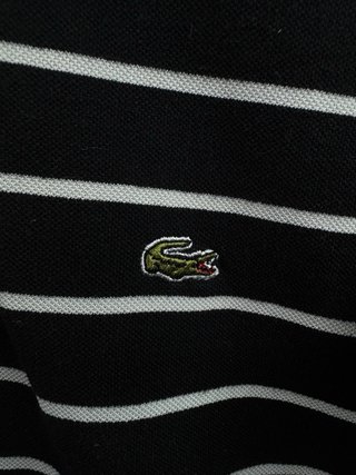 Polo Lacoste Rayas Negro y Blanco Talla L