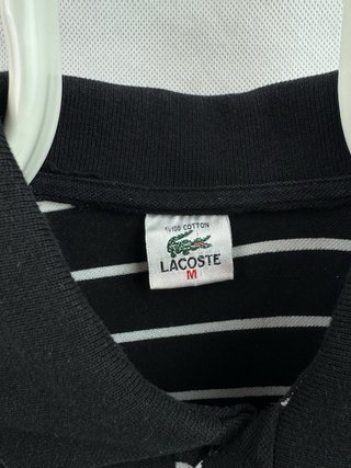 Polo Lacoste Rayas Negro y Blanco Talla L