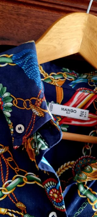 Camisa Mango Estampada Cadenas y Corazones