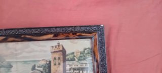 Pareja de cuadros antiguos de castillos