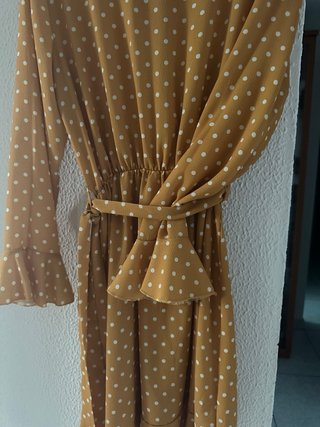 Vestido amarillo lunares manga larga
