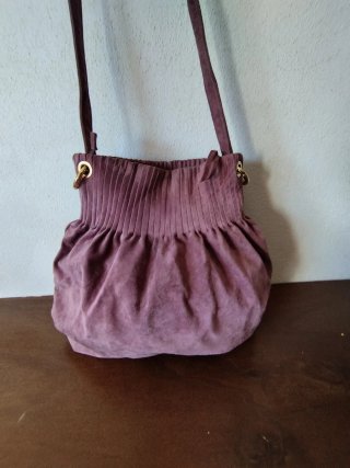 Borsa scamosciata viola capiente