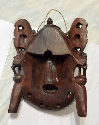 Maschera Orientale Legno Intagliato Mano