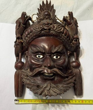 Maschera Orientale Legno Intagliato Mano