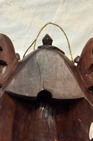 Maschera Orientale Legno Intagliato Mano