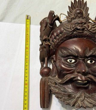 Maschera Orientale Legno Intagliato Mano