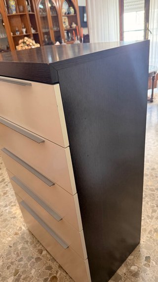 Cajonera 5 cajones beige y negro