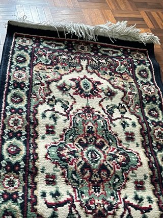 Tappeto Viscosa Lana Antiscivolo Beige, blu 48x103