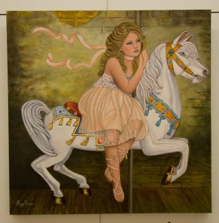 Óleo sobre lienzo Niña en Caballo