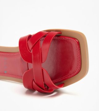 Sandalias planas Lefties rojas trenza, 40.