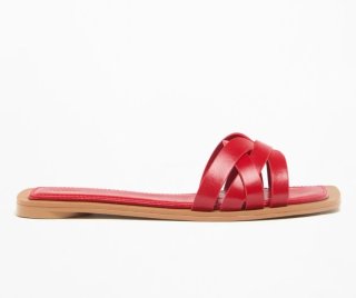 Sandalias planas Lefties rojas trenza, 40.