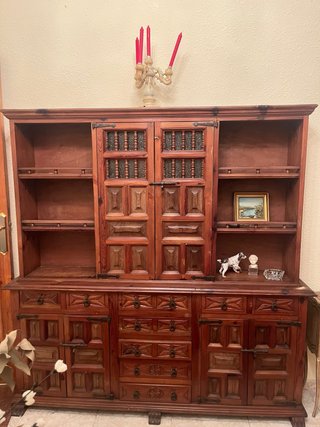 Mueble Alacena Madera y Cristal