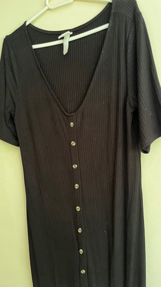 Vestido negro largo botones