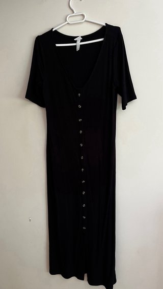 Vestido negro largo botones