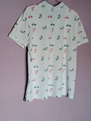 Polo Revermile Talla L Blanco Estampado Bicicletas