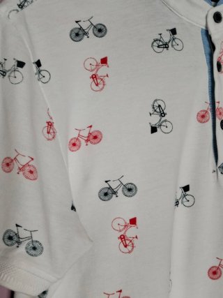Polo Revermile Talla L Blanco Estampado Bicicletas