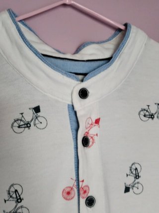 Polo Revermile Talla L Blanco Estampado Bicicletas