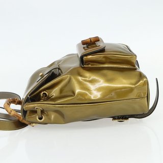 GUCCI Bamboo Backpack Patent leather Gold Tone