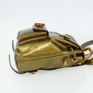 GUCCI Bamboo Backpack Patent leather Gold Tone