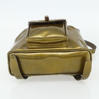 GUCCI Bamboo Backpack Patent leather Gold Tone
