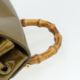 GUCCI Bamboo Backpack Patent leather Gold Tone
