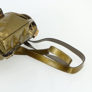 GUCCI Bamboo Backpack Patent leather Gold Tone