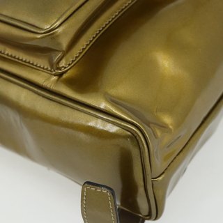 GUCCI Bamboo Backpack Patent leather Gold Tone