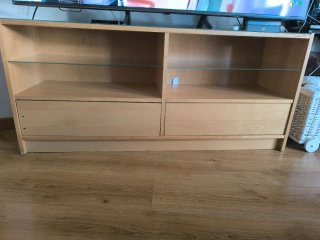 Mueble TV cristal y madera