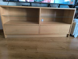 Mueble TV cristal y madera