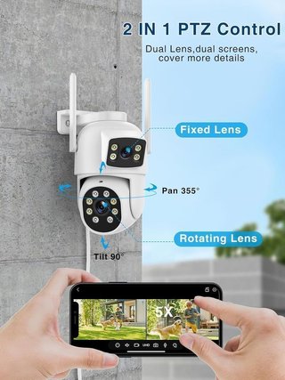 Cámara de vigilancia exterior WiFi Doble NUEVA