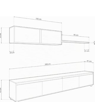 Mueble TV modular gris y blanco