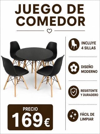 Juego de comedor moderno 4 sillas