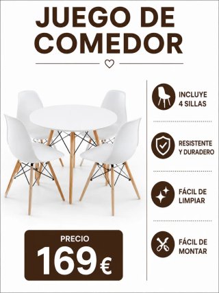 Juego de comedor moderno 4 sillas