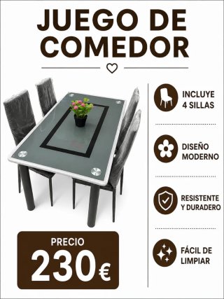 Juego de comedor moderno 4 sillas