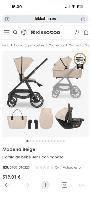 Silla de bebé Kikkaboo Modena Beige 3en1