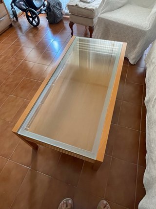 Mesa de centro madera abedul y cristal