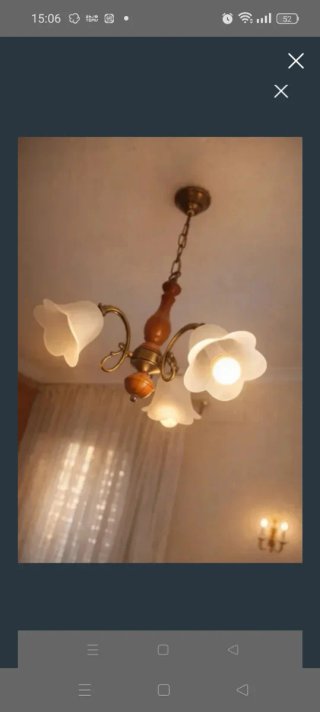 Lámpara de techo madera y cristal