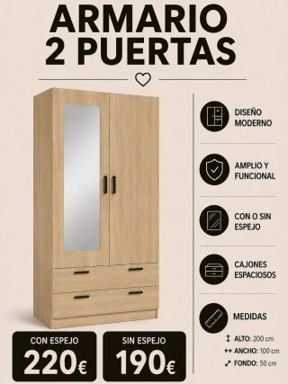 Armario 2 Puertas Blanco