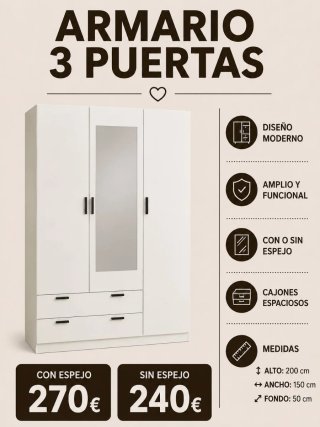 Armario 2 Puertas Blanco