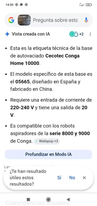 Base Carga y Autovaciado Cecotec Conga Home 10000