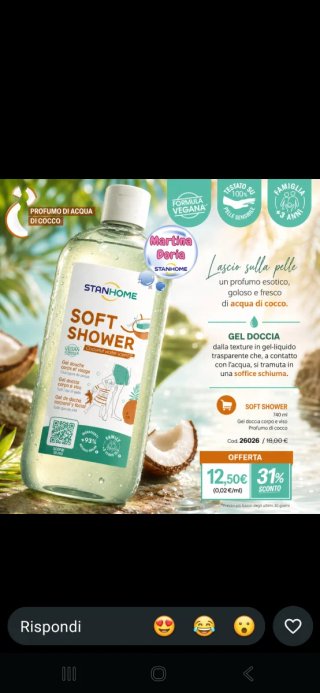 Stanhome Soft Shower Gel Acqua di Cocco