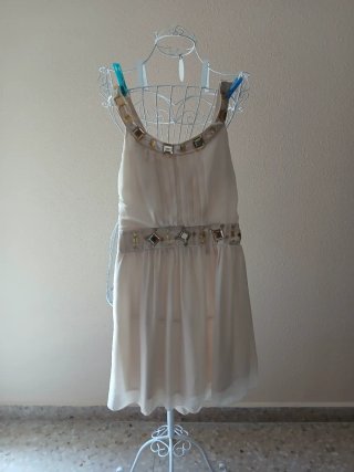 Vestido Beige Adornado Estilo Dirty Dancing