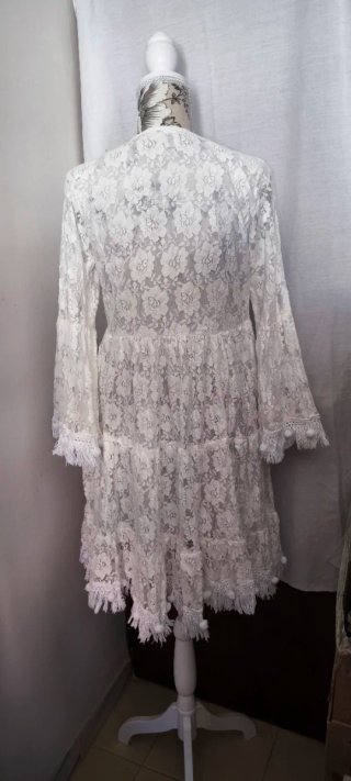 Vestido blanco encaje floral 100% algodón