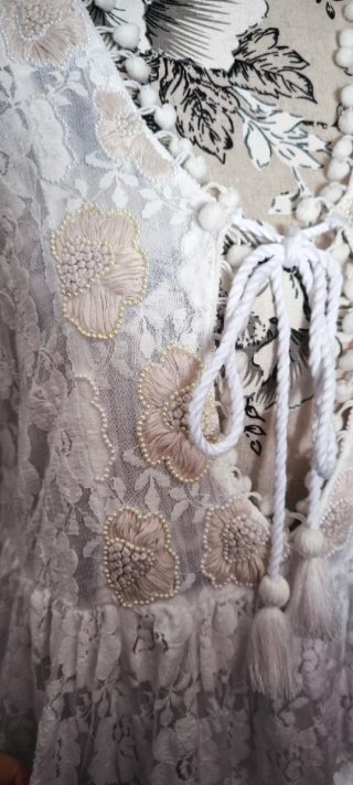 Vestido blanco encaje floral 100% algodón