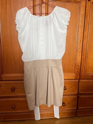 Vestido Pepe Jeans London Blanco y Beige Talla M