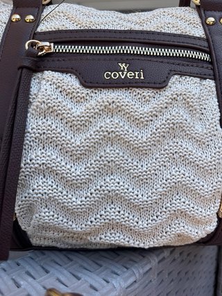 Borsetta Coveri uncinetto beige e marrone